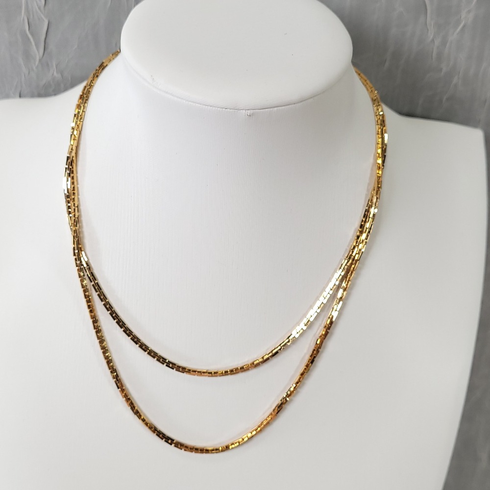 Monet Necklace Women OS Gold Tone Block Link Chain Long Layering 30 Inch